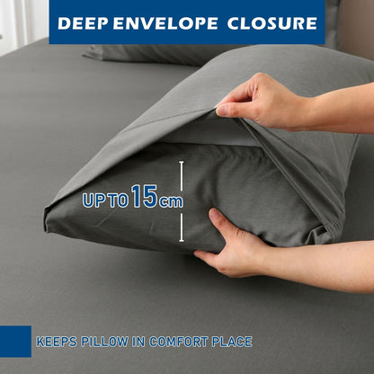 3 Piece Hotel Bamboo Cooling Sheet Set -Ultra Soft 2000TC Breathable Bed Sheets Set with 37 Centimetre Deep Pocket-Cooling Sheets for Hot Sleepers(Grey,Single)