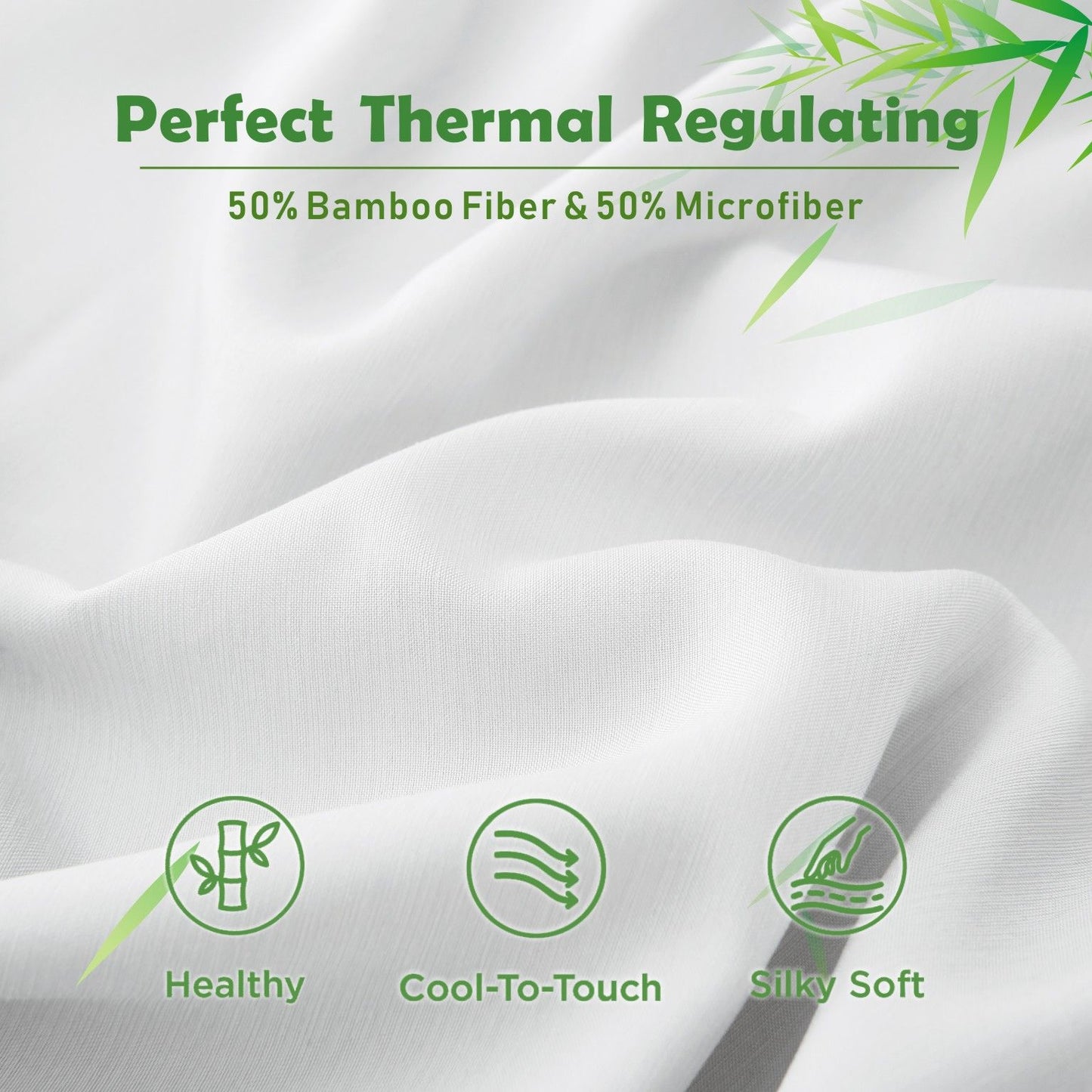 3 Piece Hotel Bamboo Cooling Fitted Sheet Set & Pillowcase -Ultra Soft 2000TC Breathable Fitted Bed Sheets Set with 37 Centimetre Deep Pocket-Cooling Sheets for Hot Sleepers(White,Super King)