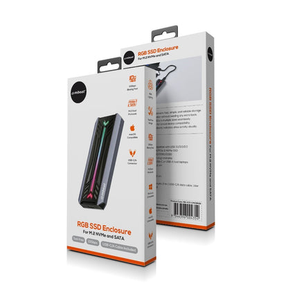 mbeat USB-C/A 10Gbps RGB M.2 NVMe & SATA SSD Enclosure