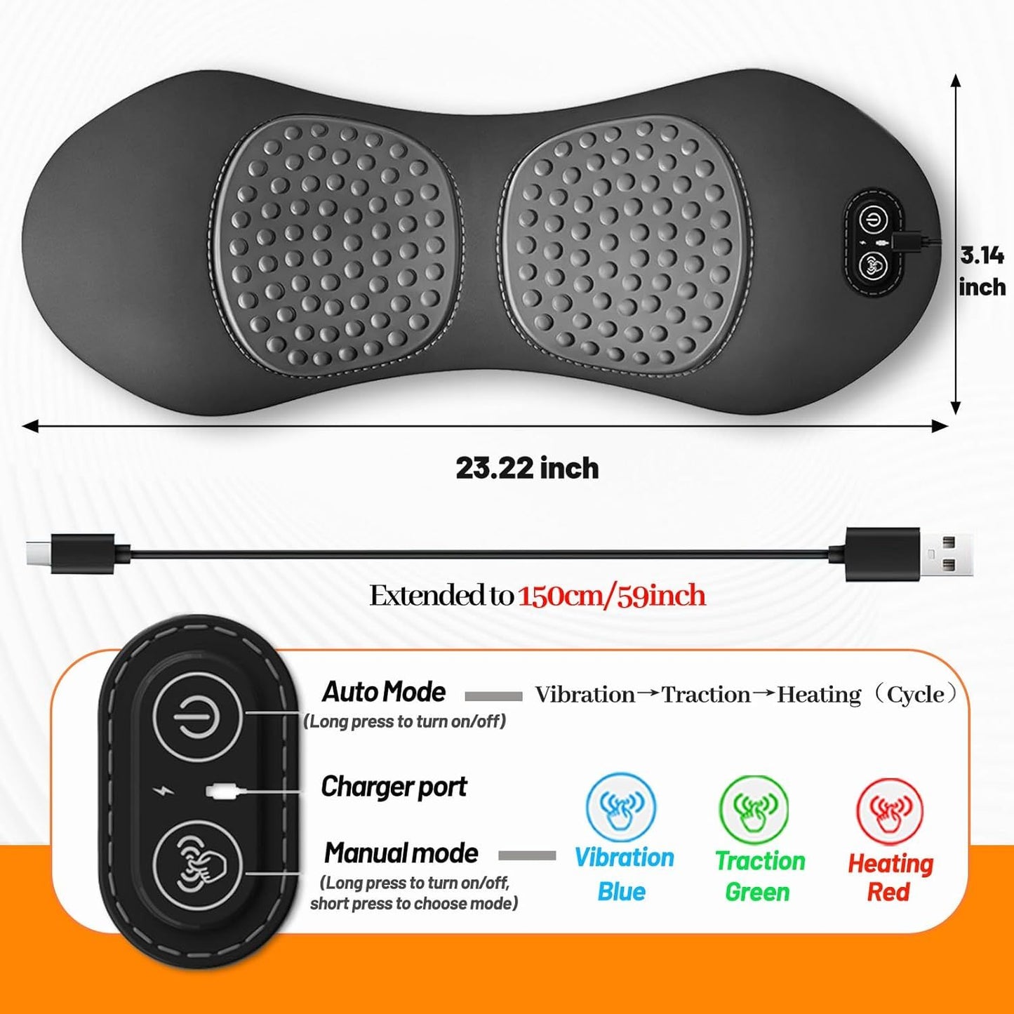 Electric Back Massager Triple Fusion Back Massager Traction Lifting & Heat AU