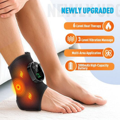 Black Cordless Ankle Heating Pad, Foot and Ankle Massager with Heat Foot Renew Triple