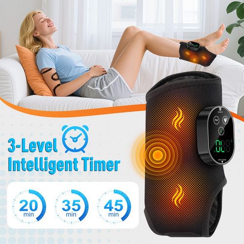 Black Cordless Ankle Heating Pad, Foot and Ankle Massager with Heat Foot Renew Triple
