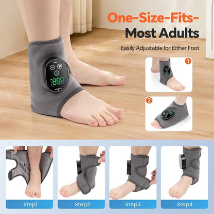 GRAY Cordless Ankle Heating Pad, Foot and Ankle Massager with Heat Foot Renew Triple