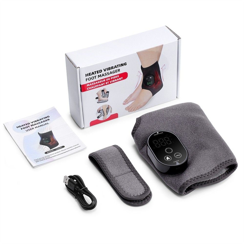 GRAY Cordless Ankle Heating Pad, Foot and Ankle Massager with Heat Foot Renew Triple