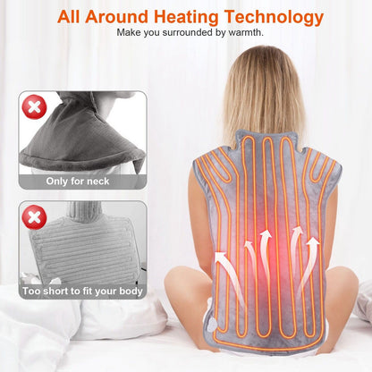 Portable Electric Heating Pad Wrap Heated Neck Shoulder Back Warm Pain Relief