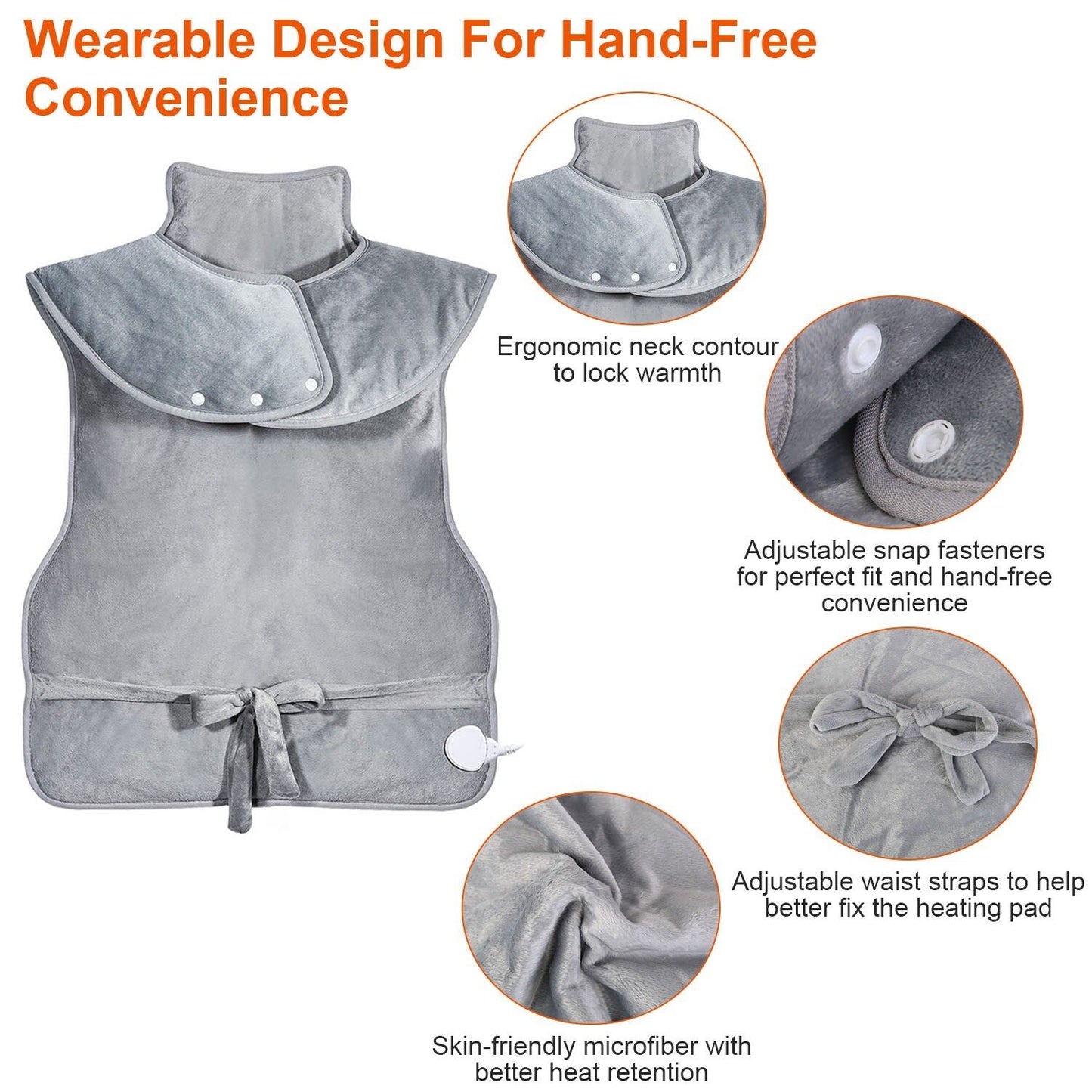 Portable Electric Heating Pad Wrap Heated Neck Shoulder Back Warm Pain Relief