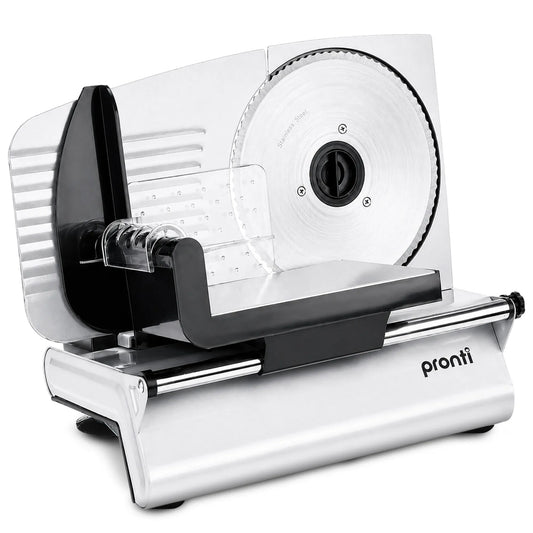 Pronti Electric Deli and Food Slicer with Adjustable Thickness - White