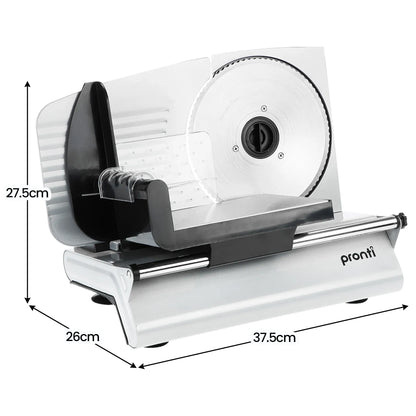 Pronti Electric Deli and Food Slicer with Adjustable Thickness - White