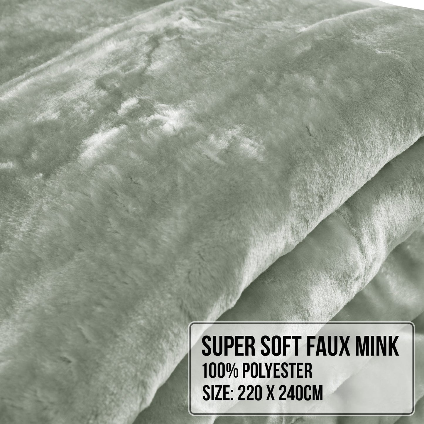 Laura Hill 800-GSM Mink Blanket Queen Size Double-Sided Soft Plush Bed Faux Throw Rug 220 X 240cm Heavy Sage