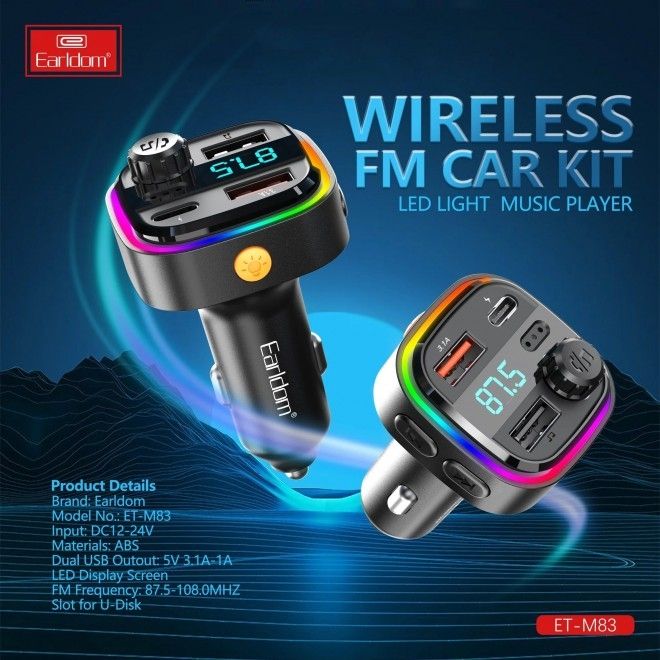 Earldom M83 Wireless Car Kit FM Transmitter