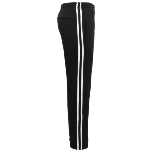 Men's Fleece Casual Sports Track Pants w Zip Pocket Striped Sweat Trousers S-6XL, Black, 2XL