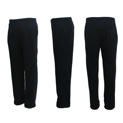 New Adult Mens Unisex Track Suit Fleece Lined Pants Sport Gym Work Casual Winter, Black, 3XL