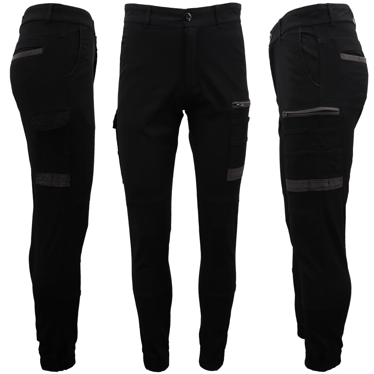 Men's Cargo Cotton Drill Work Pants UPF 50+ 13 Pockets Tradies Workwear Trousers, Navy, 28