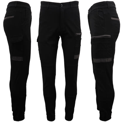 Men's Cargo Cotton Drill Work Pants UPF 50+ 13 Pockets Tradies Workwear Trousers, Navy, 30