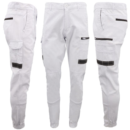 Men's Cargo Cotton Drill Work Pants UPF 50+ 13 Pockets Tradies Workwear Trousers, Navy, 30