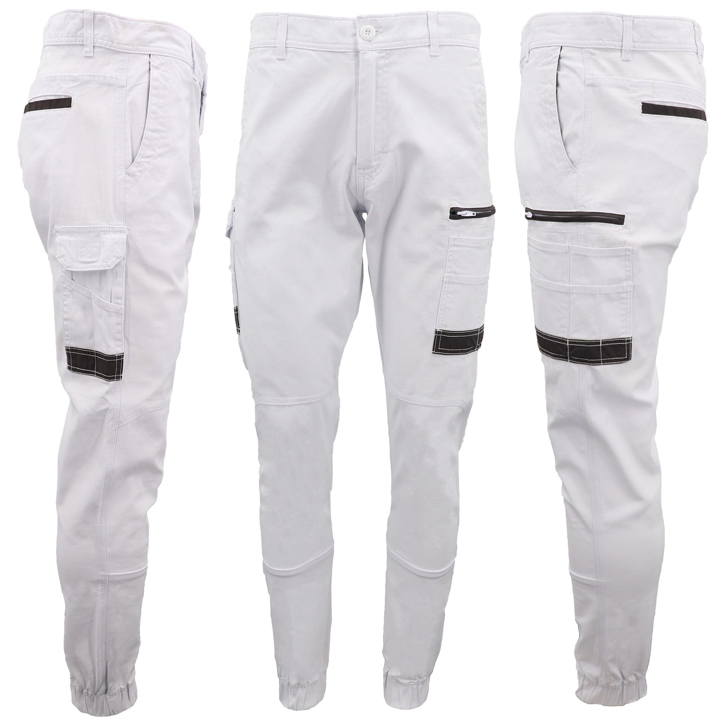 Men's Cargo Cotton Drill Work Pants UPF 50+ 13 Pockets Tradies Workwear Trousers, Navy, 38