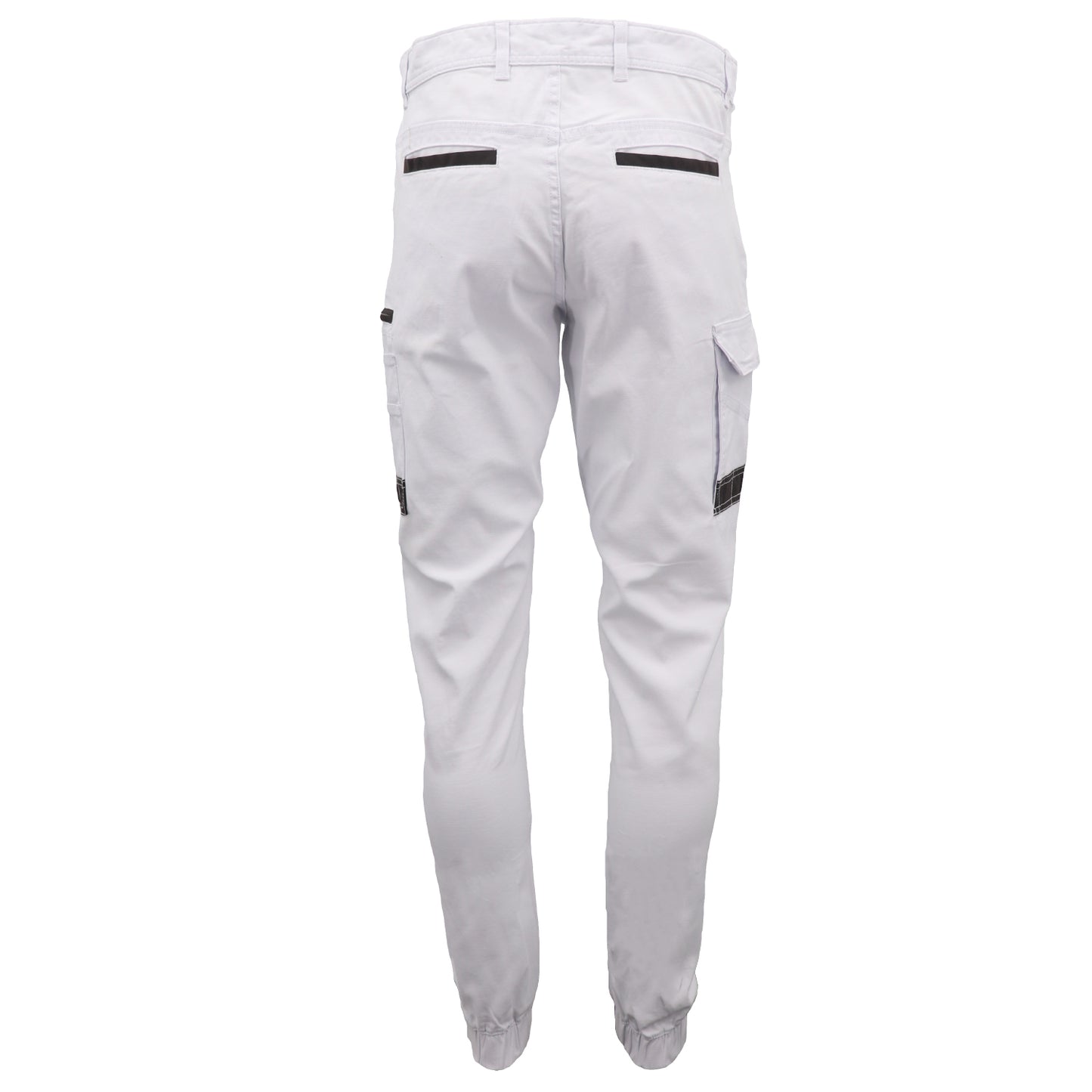 Men's Cargo Cotton Drill Work Pants UPF 50+ 13 Pockets Tradies Workwear Trousers, White, 28
