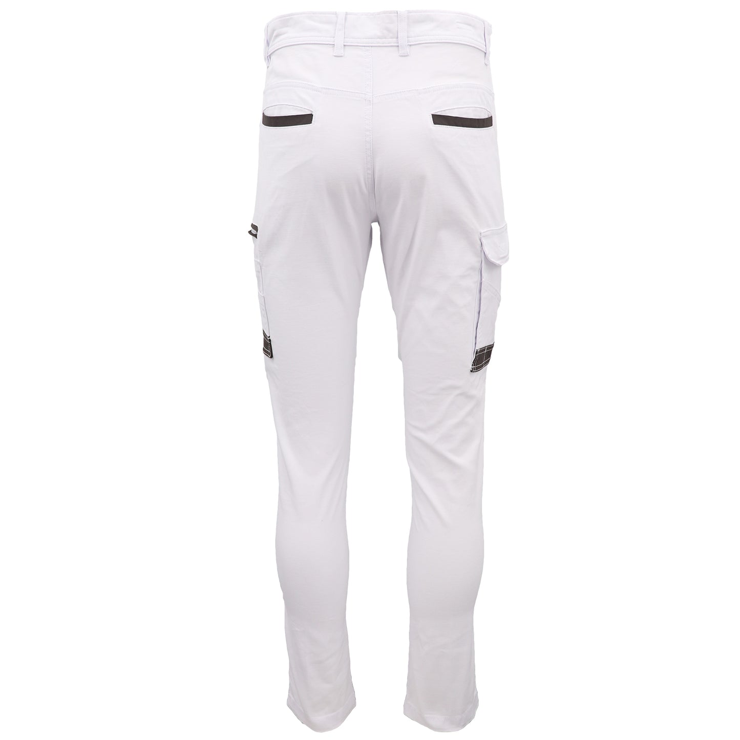 Men's Cotton Drill Cargo Work Pants UPF 50+ 13 Pockets Tradies Workwear Trousers, White, 28