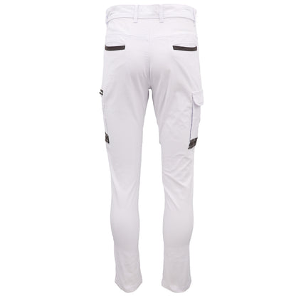 Men's Cotton Drill Cargo Work Pants UPF 50+ 13 Pockets Tradies Workwear Trousers, White, 36