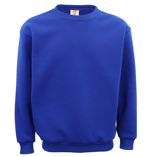 New Adult Unisex Plain Pullover Fleece Jumper Mens Long Sleeve Crew Neck Sweater, Royal Blue, 2XL