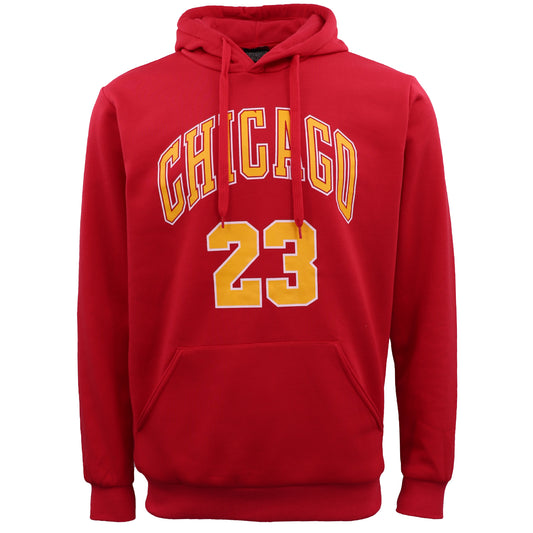 Men's Fleece Pullover Hoodie Jacket Sports Jumper Jersey Chicago Golden State, Red - Chicago 23, XL