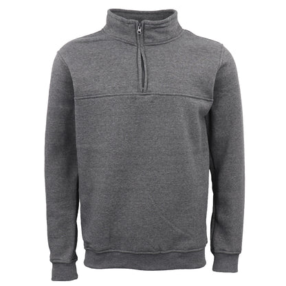 New Men's Unisex Adult Half-Zip Fleece Jumper Pullover Stand Collar Jacket Shirt, Dark Grey, 3XL