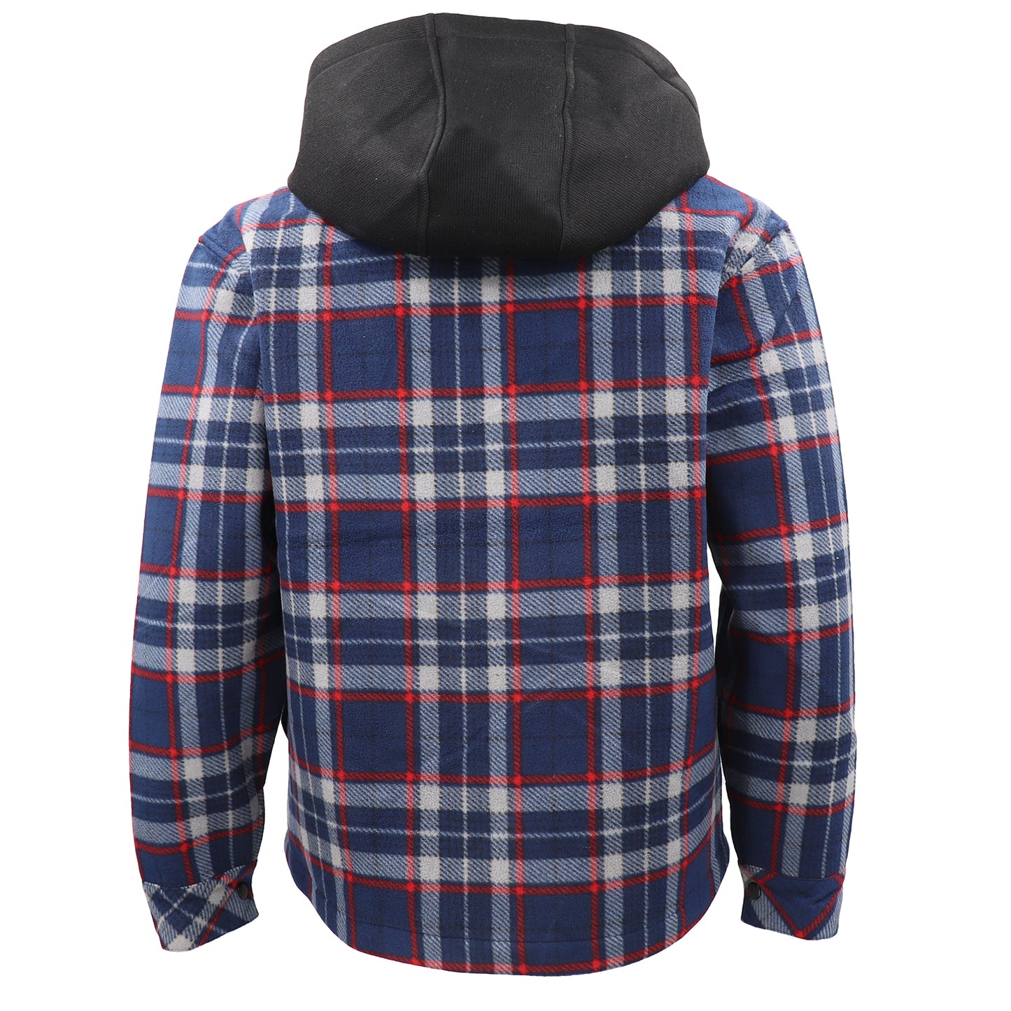 Men's Hooded Flannel Jacket Flannelette Plaid Fleece Shirt Zip Up Winter Coat, Blue, S