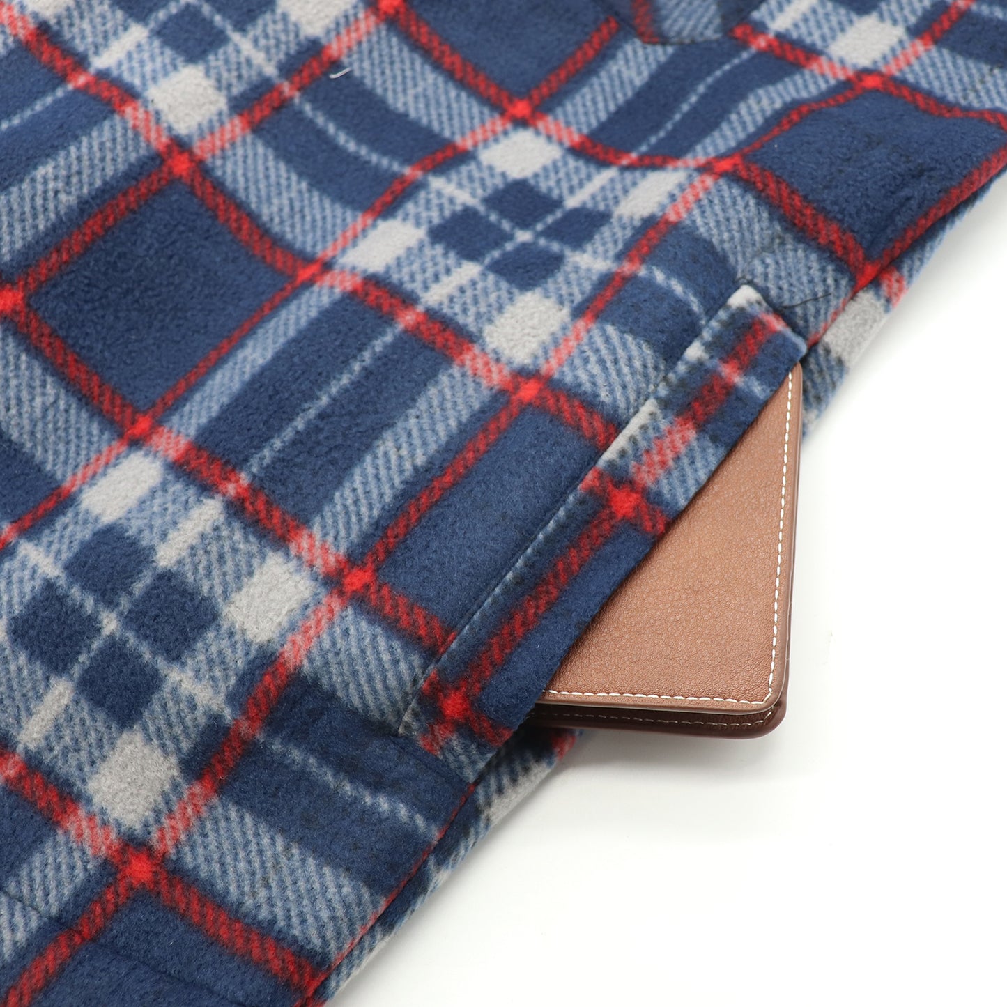 Men's Hooded Flannel Jacket Flannelette Plaid Fleece Shirt Zip Up Winter Coat, Blue, S