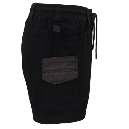 Mens Cargo Cotton Work Shorts 10 Pockets Tradies Utility Pants Workwear Trousers, Black, 36