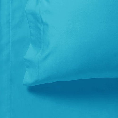 1000TC Ultra Soft Queen Size Bed Light Blue Flat & Fitted Sheet Set