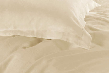 1000TC Tailored Double Size Yellow Cream Duvet Quilt Cover Set