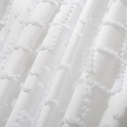 Tufted Boho Embroidery Quilt/Doona/Duvet Cover Set - White - Super King Size