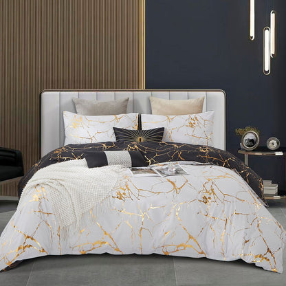 Reversible Design Queen Size Black Duvet Quilt Cover Set