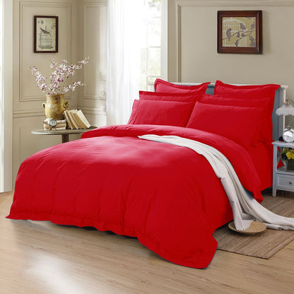 1000TC Tailored Super King Size Red Duvet Quilt Cover Set