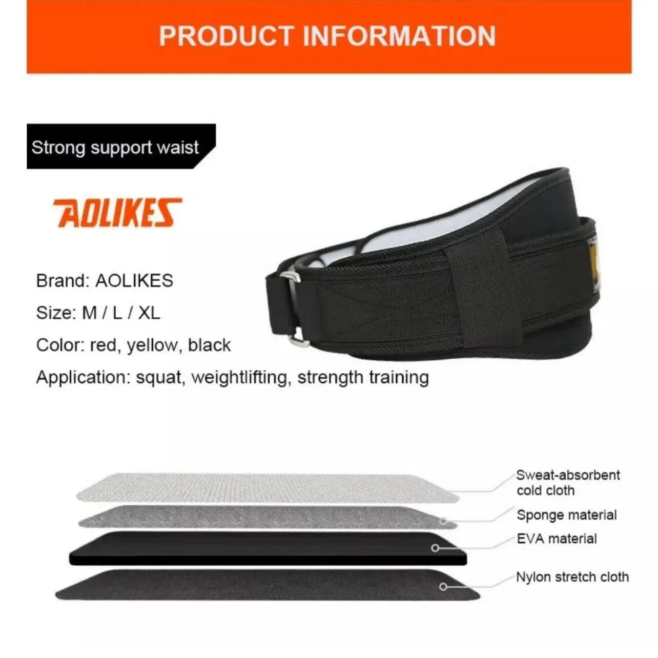 Fitness Weight Lifting Belt Barbell Dumbell Training Back Support Men Women XL - Yellow-XL