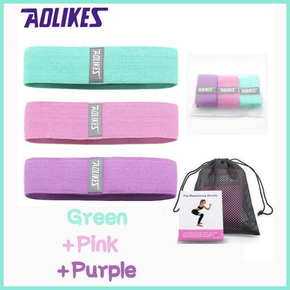 Aolikes Set 3 Resistance Booty Bands Hip Circle Loop Bands Workout Exercise - Set of 3 (Pink,Grey,Black) with Bag