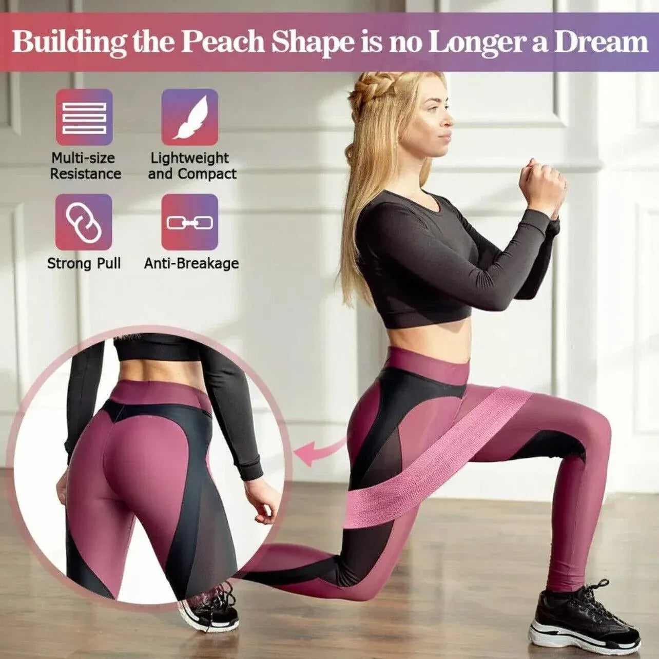 Aolikes Set 3 Resistance Booty Bands Hip Circle Loop Bands Workout Exercise - Set of 3 (Pink,Grey,Black) with Bag