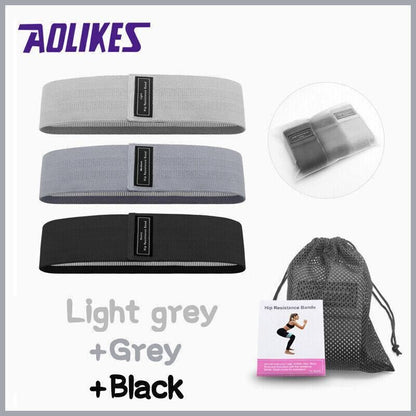 Aolikes Set 3 Resistance Booty Bands Hip Circle Loop Bands Workout Exercise - Set of 3 (Pink,Grey,Black) with Bag
