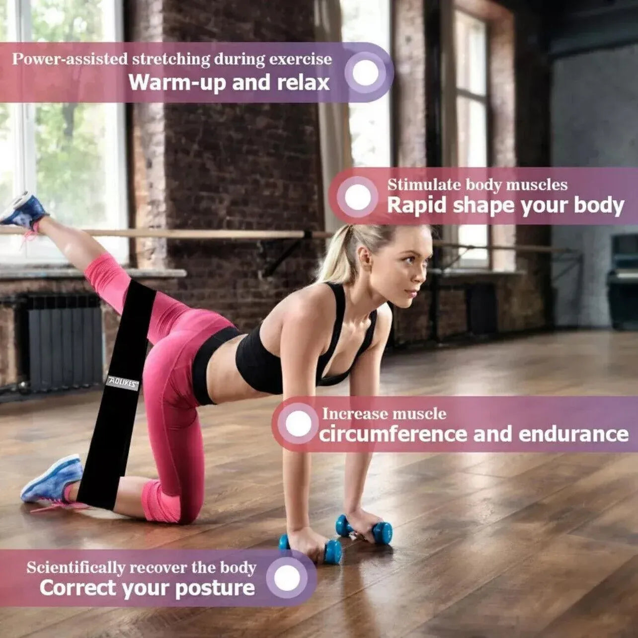 Aolikes Set 3 Resistance Booty Bands Hip Circle Loop Bands Workout Exercise - Set of 3 (Pink,Grey,Black) with Bag
