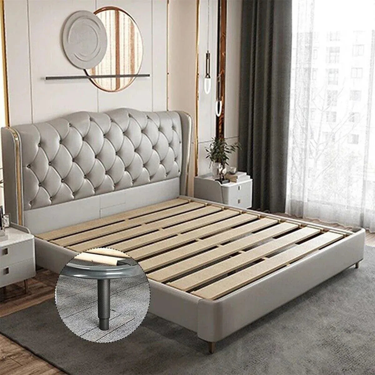 2PCS Bed Legs Adjustable Retractable Heavy Duty Bed Center Frame Support Feet