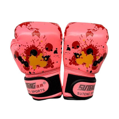 Boxing Sparring Training Gloves MMA Kickboxing Punching Gloves for Practice Sessions - Red [Map Pattern]