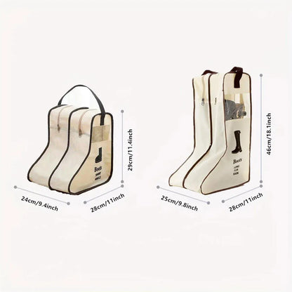 4PCS Beige Travel Shoe Bag Home Boot Storage Visual Dustproof Long Short Covers