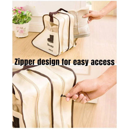 4PCS Beige Travel Shoe Bag Home Boot Storage Visual Dustproof Long Short Covers