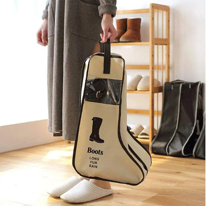 4PCS Beige Travel Shoe Bag Home Boot Storage Visual Dustproof Long Short Covers