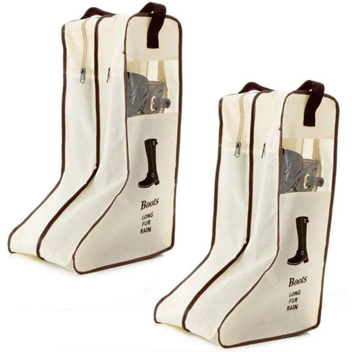 4PCS Beige Travel Shoe Bag Home Boot Storage Visual Dustproof Long Short Covers