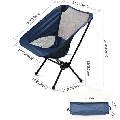 Outdoor Portable Lightweight Folding Camping Chair High Back Fishing Chair - White