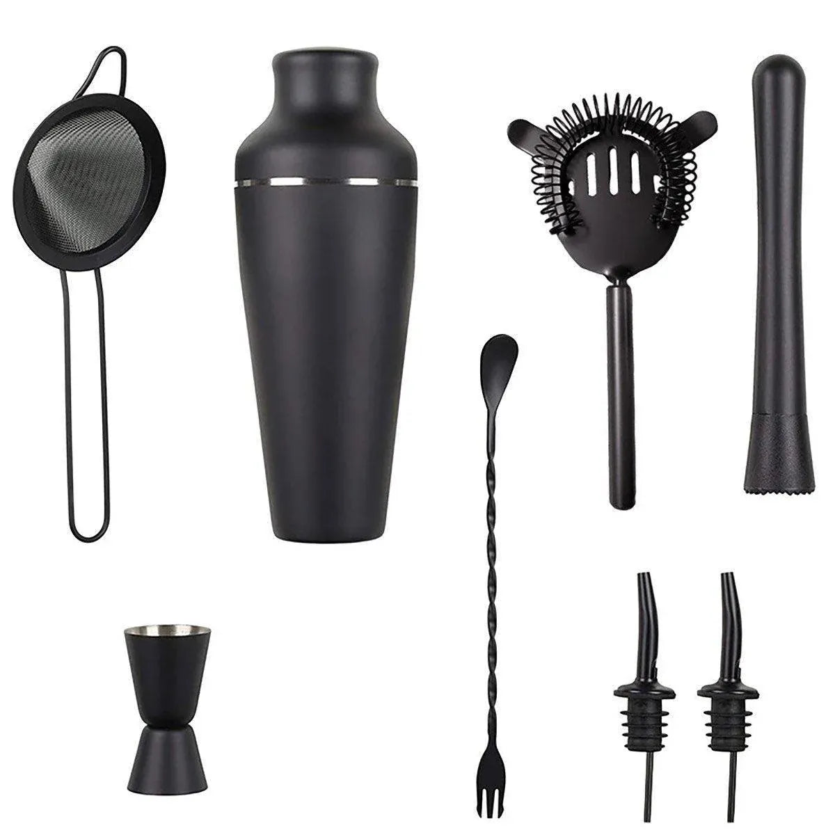 8PCS/700ML Stainless Steel Cocktail Shaker Bartender Tools Set Bar Supplies