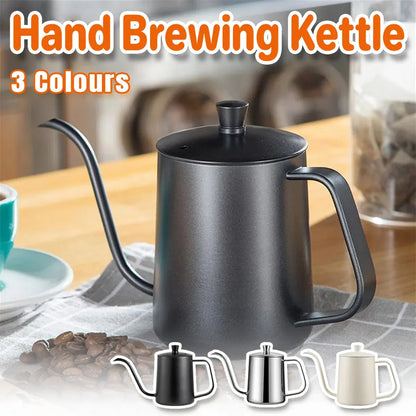 Hand Drip Coffee Pot Stainless Steel Fine Spout Hanging Ear Filter Cup Kettle - Black