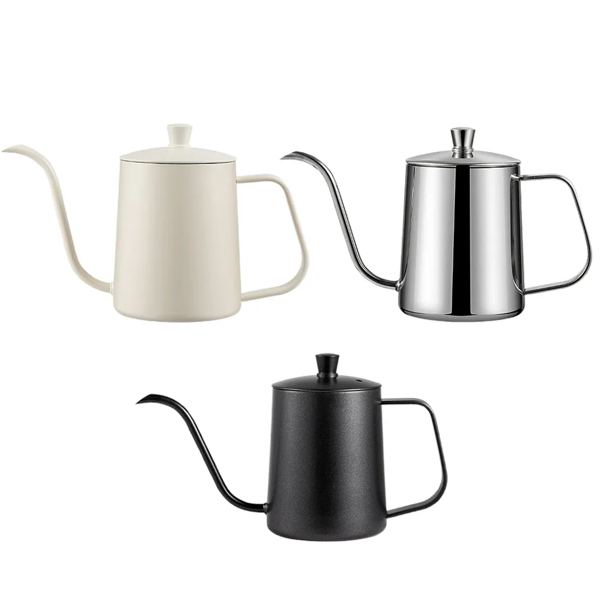 Hand Drip Coffee Pot Stainless Steel Fine Spout Hanging Ear Filter Cup Kettle - Black
