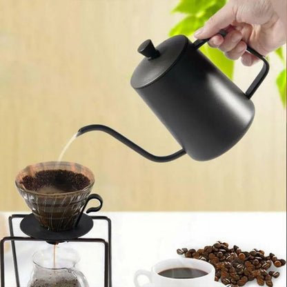 Hand Drip Coffee Pot Stainless Steel Fine Spout Hanging Ear Filter Cup Kettle - Black